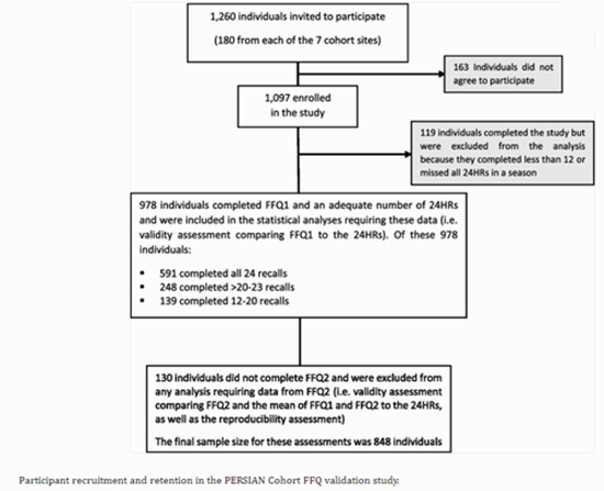 Participant recruitment and retention in the PERSIAN Cohort FFQ validation study. {faces}